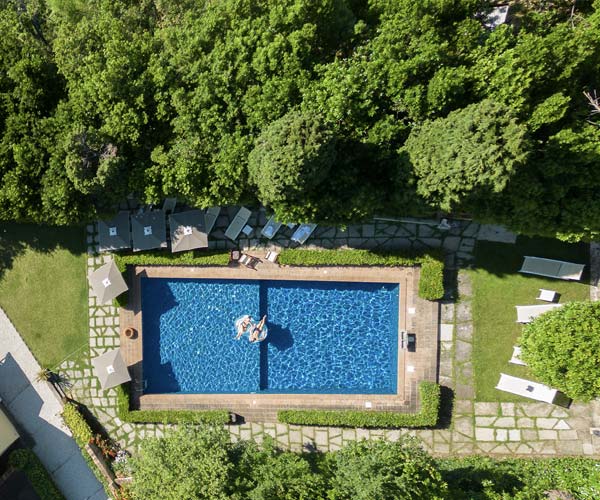 View of the swimming pool from above