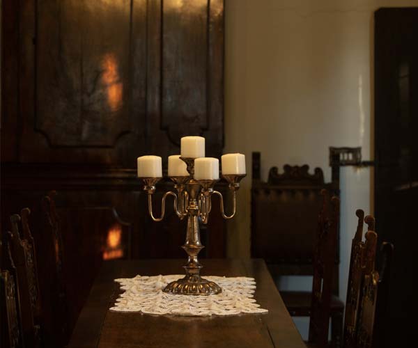 Candlestick on table